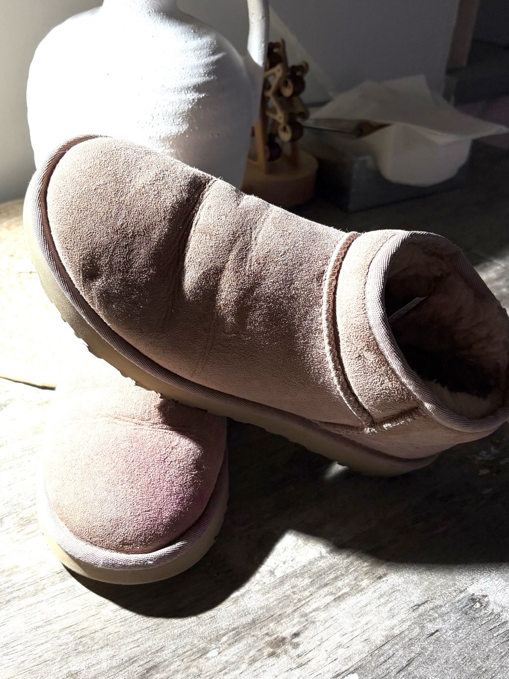 Ugg pink shearling booties
